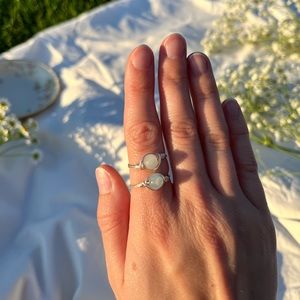 Handmade Wire Ring with Round Morganite Stones and Silver Wire